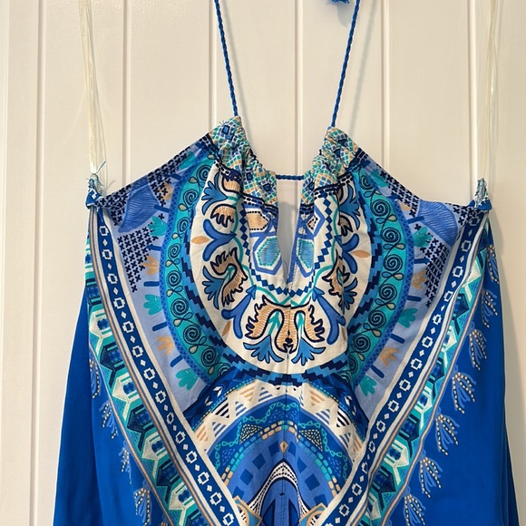 Flying Tomato Blue Maxi Geometric Back Tie Dress - Picture 6 of 9